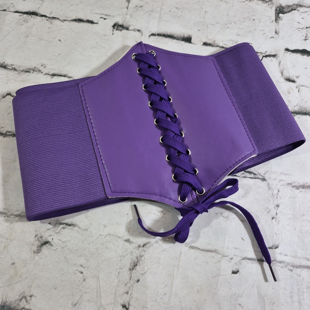Corset Wide Belt Stretchy Purple Lace-Up Waist Band Fairy Cosplay Ren Fair